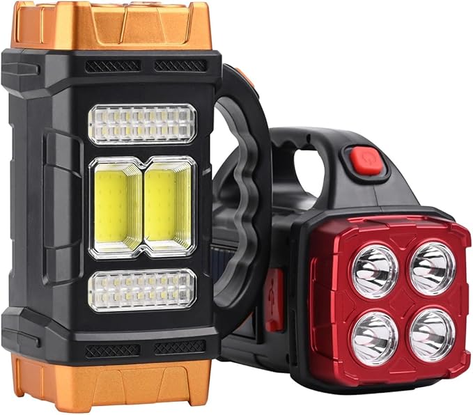 Solar Lantern Flashlight – USB Rechargeable, 4 Modes, Waterproof Emergency Light for Camping & Power Outages
