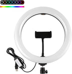 MJ33 RGB LED Soft Ring Light | 26CM Adjustable Ring Light with Phone Holder | Perfect for Video Recording & Live Streaming