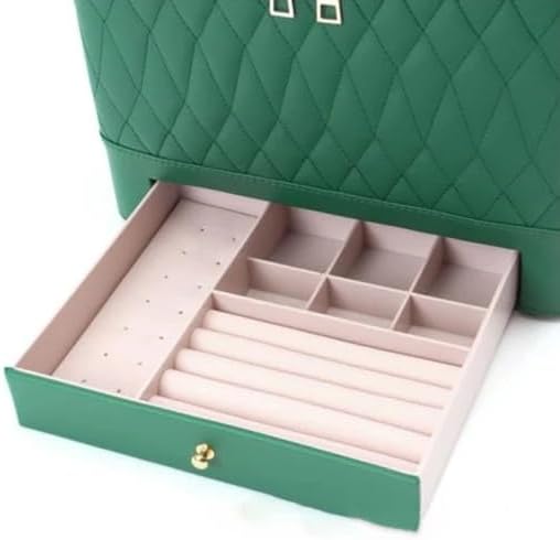 Leather Triple Makeup Case – Luxurious Multi-Layer Cosmetics Storage with Drawer, Portable Beauty Organizer for Travel and Home Use