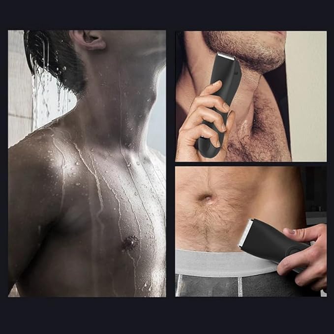 Electric Hair Trimmer & Shaver for Men | Body Groomer for Groin, Ball & Pubic Hair | Replaceable Ceramic Blade
