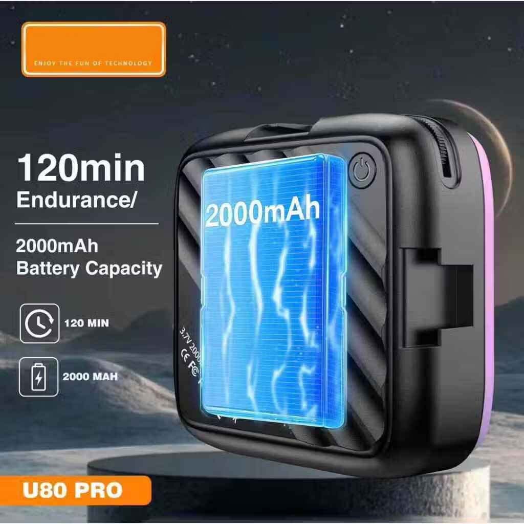 U80 Pro RGB LED Photography Light - 3000K-99000K Color Temp, Magnetic Mount, Rechargeable for Mobile & Camera Videos