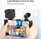 4-in-1 Vlogging LED Selfie Kit – LED Light, Microphone, Tripod & Cold Shoe for Smartphones