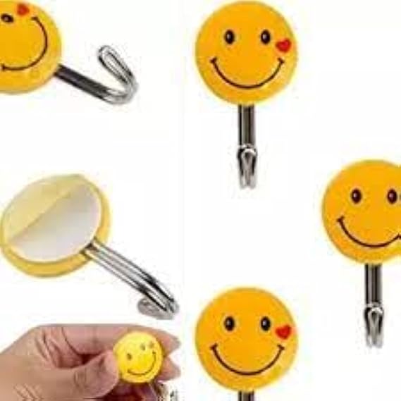Wall Hanging Hook Set | 9-Piece Emoji Face Adhesive Hooks with Strong Poster Adhesive
