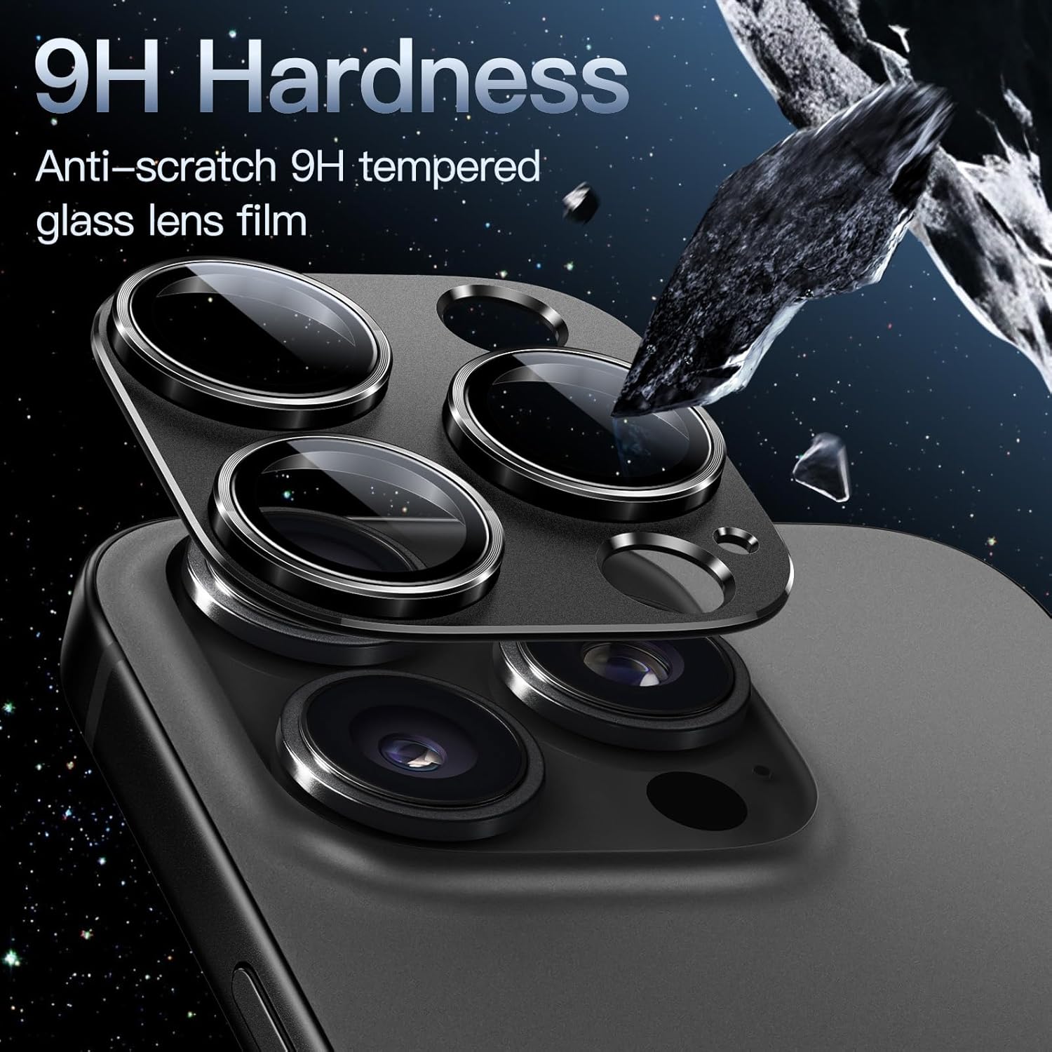 Camera Lens Protector for iPhone 16 Pro/Pro Max | 9H Tempered Glass with Matte Metal Plate
