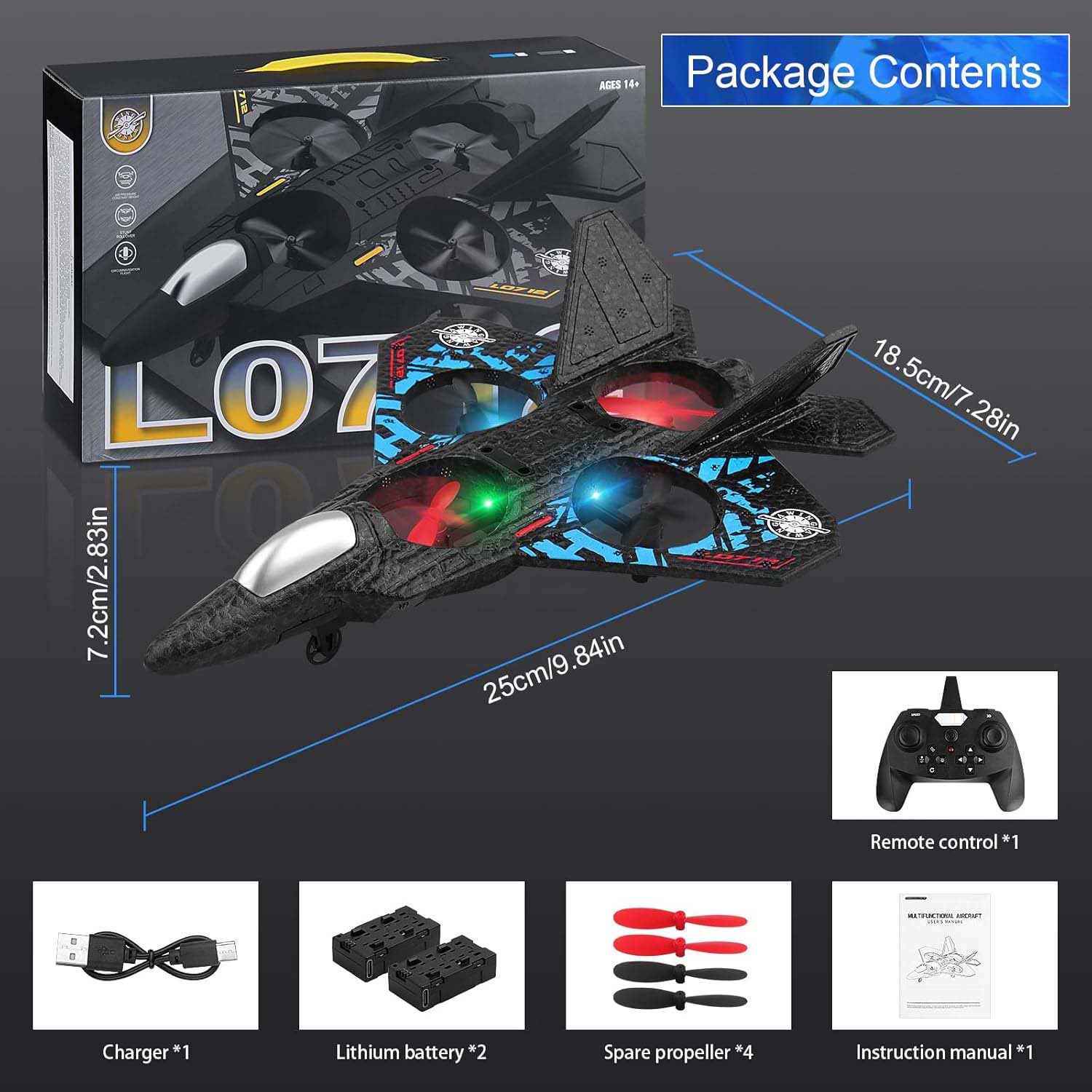 RC Aeroplane | 2.4GHz Remote-Controlled Fighter Plane with LED Lights