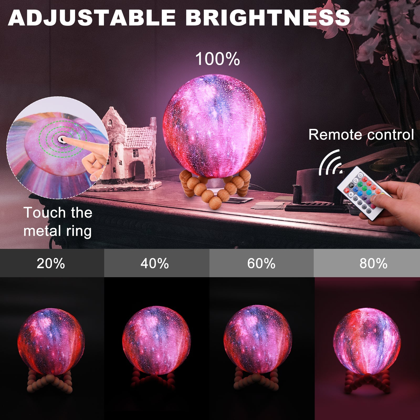 Space Moon Star Light LED | Customizable 8-20CM 3D Moon Lamp | Night Light for Kids & Room Decor | Colorful LED Modern Lighting for Children’s Rooms