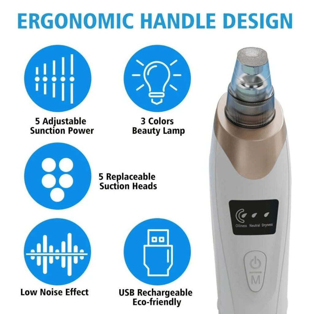 Electric Blackhead Vacuum Remover - Pore Cleanser & Pimple Sucker for Spa-Quality Facial at Home