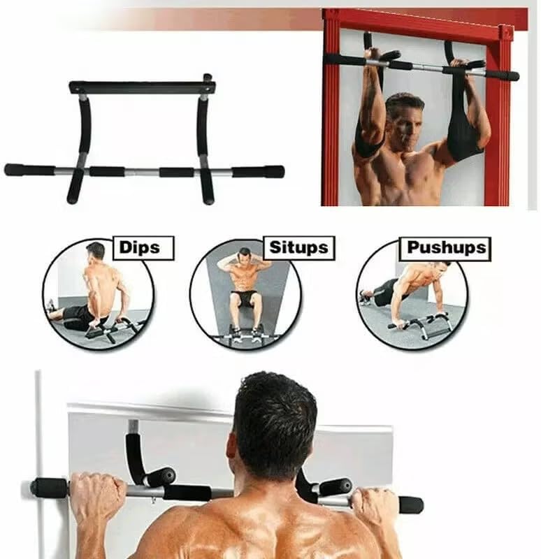 Pull-Up Bar for Doorway – Adjustable Height, Portable Chin-Up Bar with Non-Slip Foam Grips for Effective Upper Body and Core Strength Training