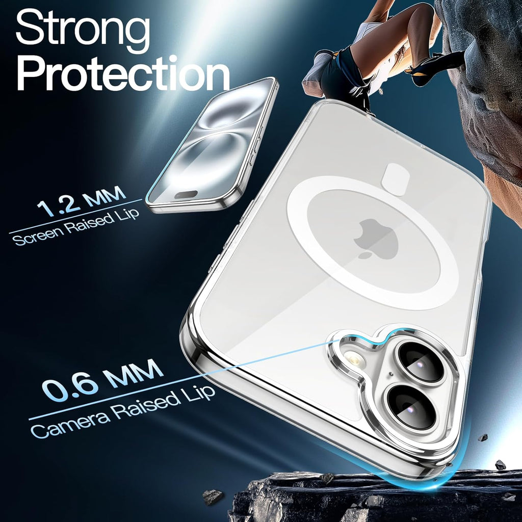 Magnetic Clear Case for iPhone 17 6.3" (2025) | MagSafe Compatible Transparent Shockproof Bumper Cover with Anti-Scratch Hard Back & Wireless Charging Support