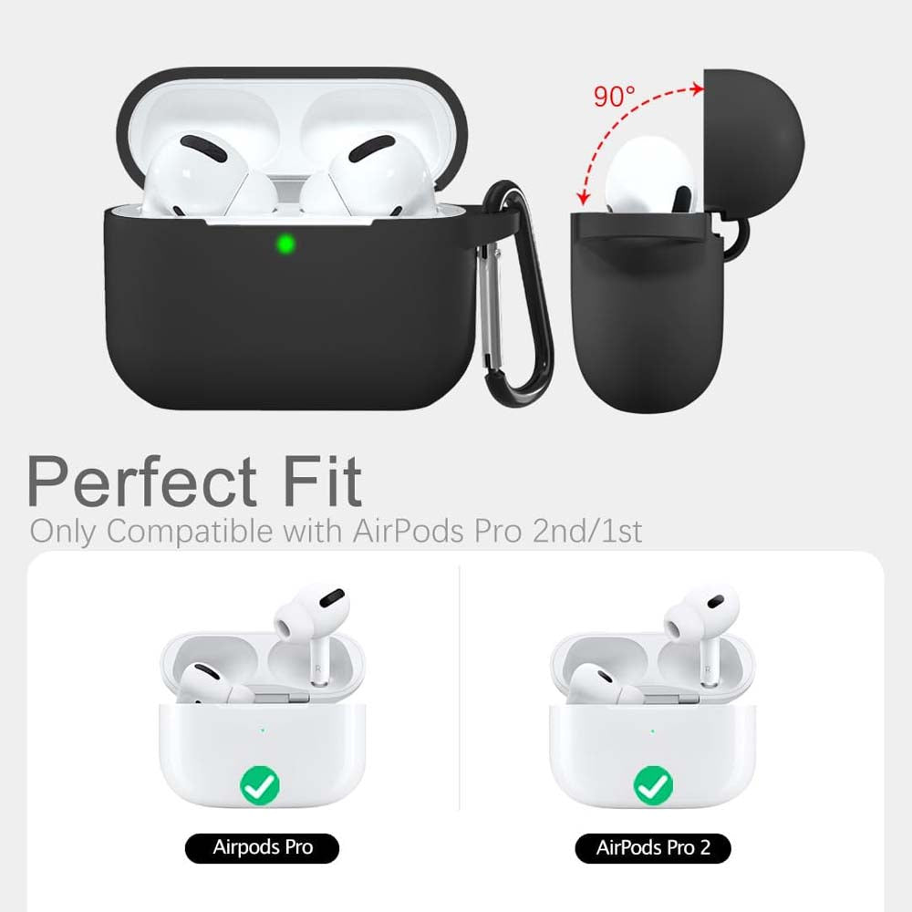 AC05 AirPods Pro Protective Case | Shockproof Silicone Cover with Carabiner Clip | Wireless Charging Compatible & LED Visible | Durable Protection for Apple AirPods Pro