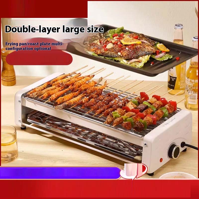 Electric Smokeless Grill – Nonstick Indoor Griddle Pan for Frying, Baking, Stewing with Adjustable Temperature, Easy to Clean, White Finish for Healthy Cooking