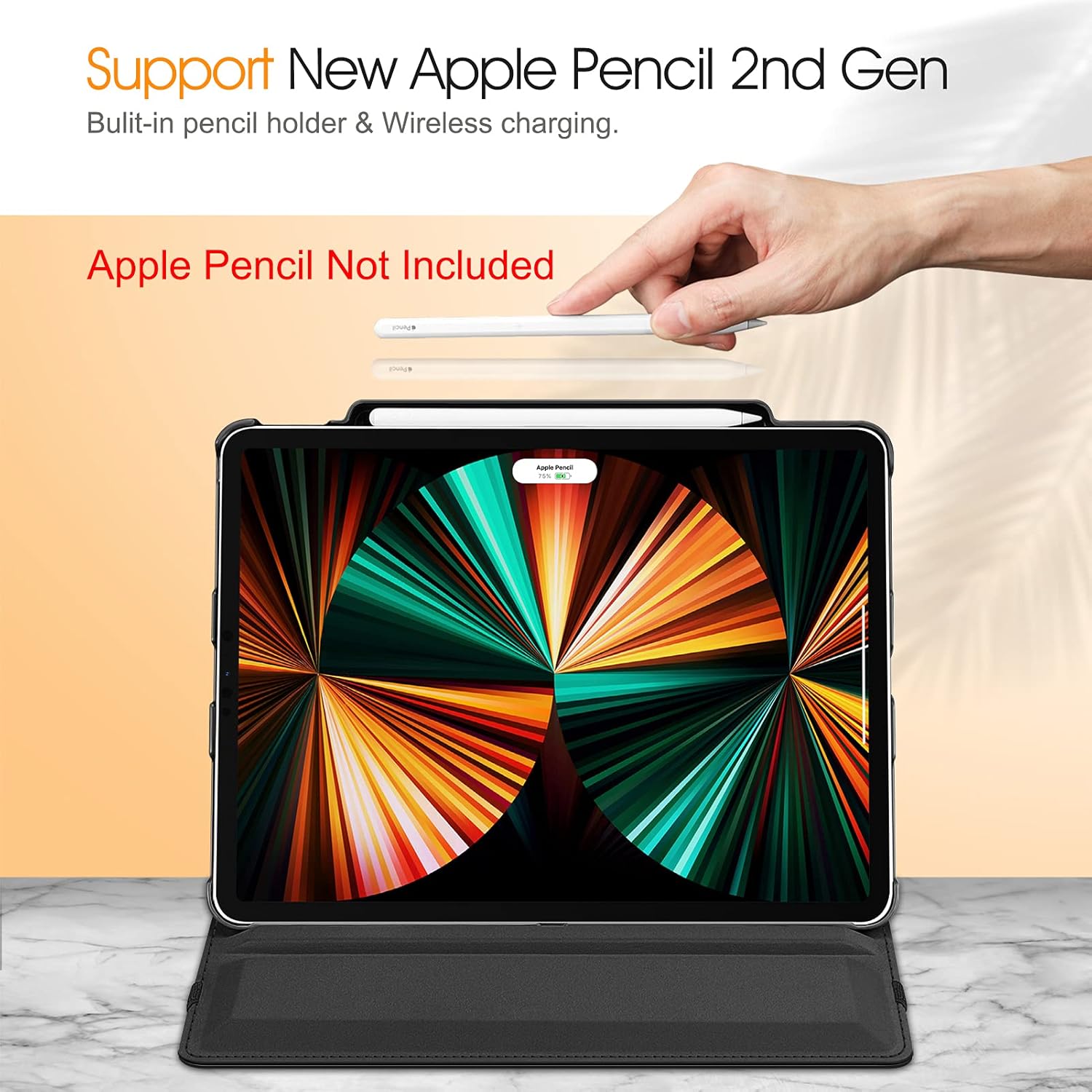360° Rotating Case for iPad Pro 12.9" (2018–2022) – Auto Sleep/Wake Leather Cover with Pencil Holder & Multi-Angle Stand (Multi Colour)