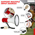 Portable Handheld Megaphone 50W High-Power Loudspeaker with Built-In Siren & Recording | Clear Long-Range Voice Amplifier for Outdoor Events, Sports, Emergency, Safety & Crowd Control