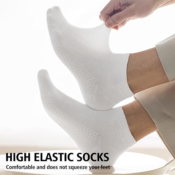 10 Pairs Men’s Breathable Cotton Ankle Socks – Ultra Lightweight, Soft & Comfortable Fit for All Seasons, Everyday Low-Cut Socks for Casual, Work, or Sports