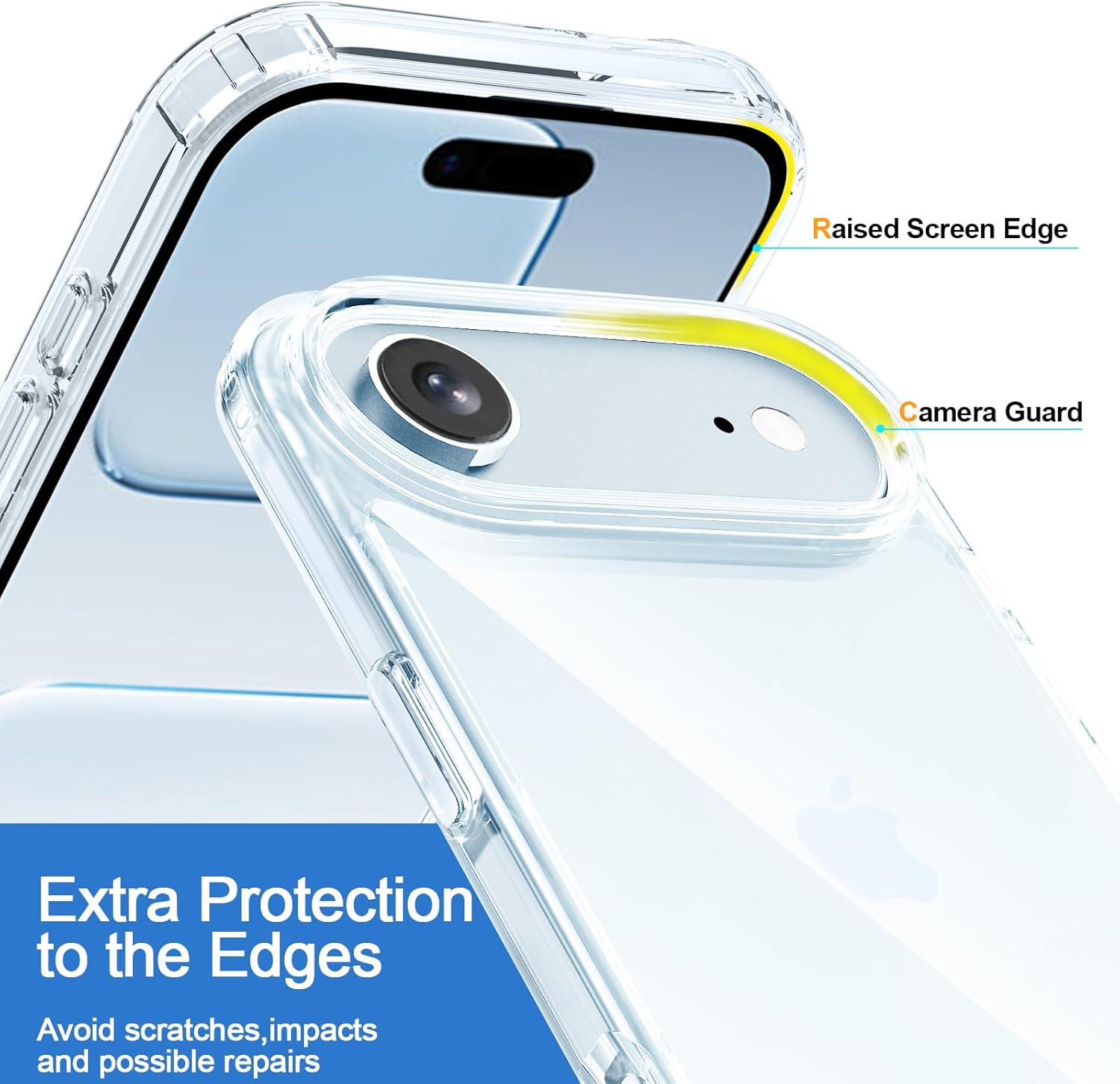 Crystal Clear Case for iPhone 17 Air 6.5" (2025) | Anti-Yellowing Hard Back, Slim Shockproof Bumper, Wireless Charging Compatible Transparent Protective Phone Cover