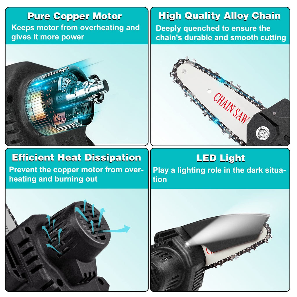 Powerful Brushless Cordless Mini Chainsaw – Handheld Electric Tree Branch Cutter with Safety Lock for Effortless, Precise, and Safe Wood Cutting Anytime, Anywhere