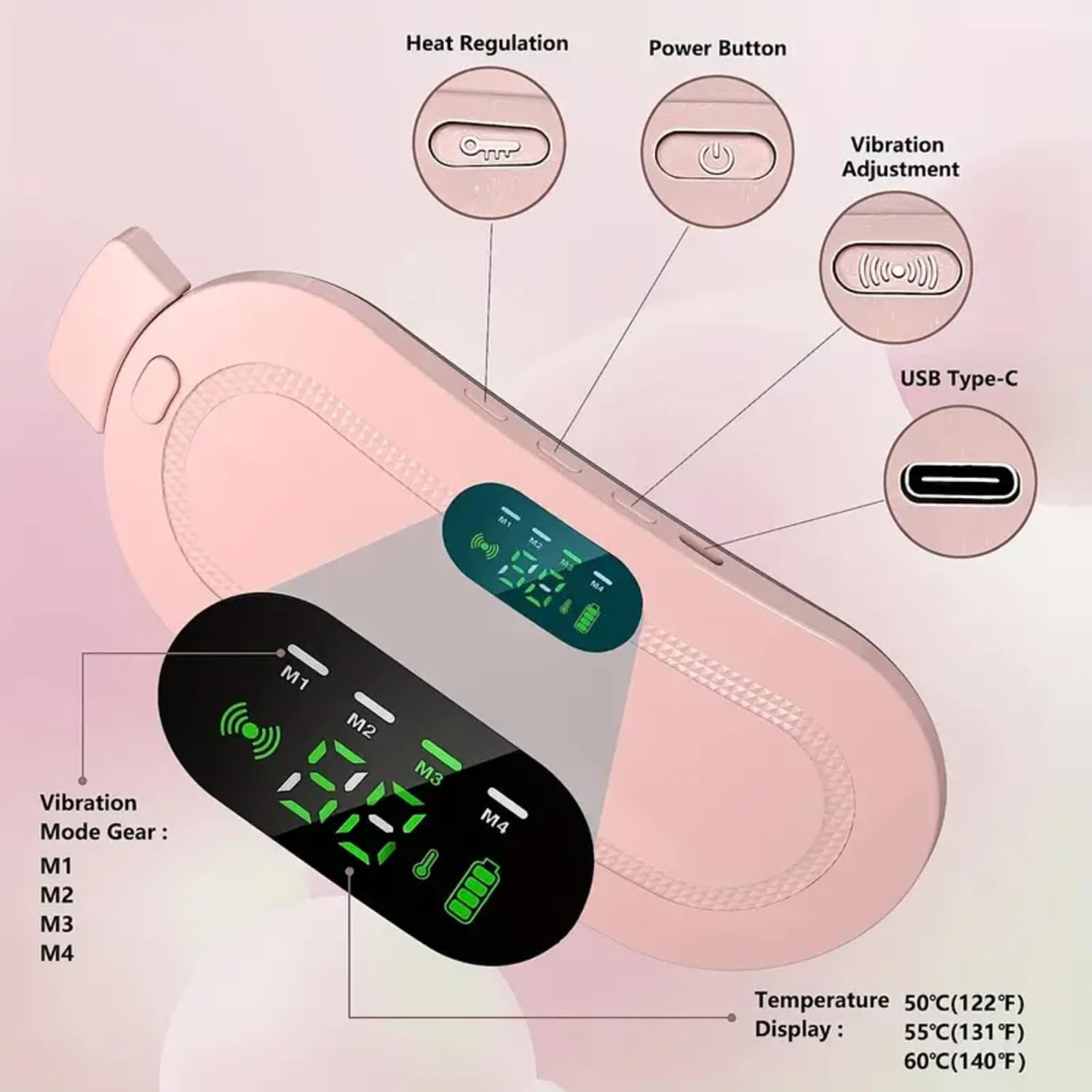 Electric Period Heating Belt, Portable Waist Back or Belly Pain Relief Heating Belt
