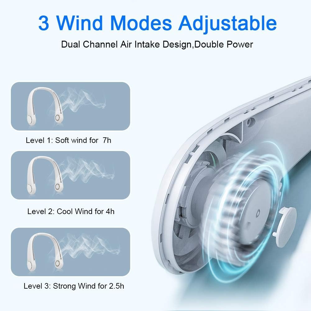 Mini Neck Fan – Bladeless, Rechargeable Personal Cooler with 3-Speed Settings, Portable Air Circulator, Hands-Free Design for Outdoor, Sports, Summer Comfort