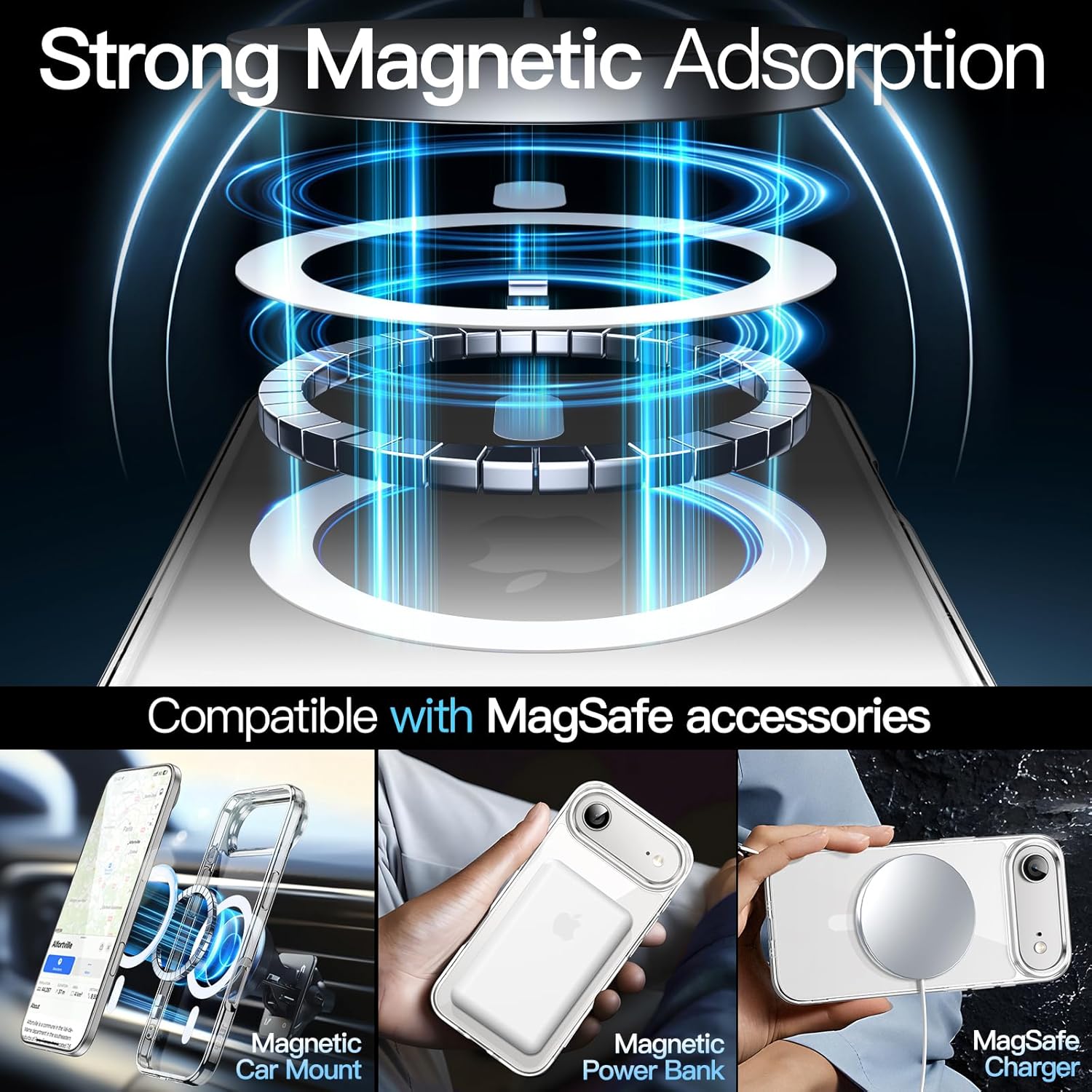 Magnetic Clear Case for iPhone 17 Air 6.5" (2025) | MagSafe Compatible Shockproof Transparent Bumper Cover with Anti-Scratch Hard Back & Wireless Charging Protection