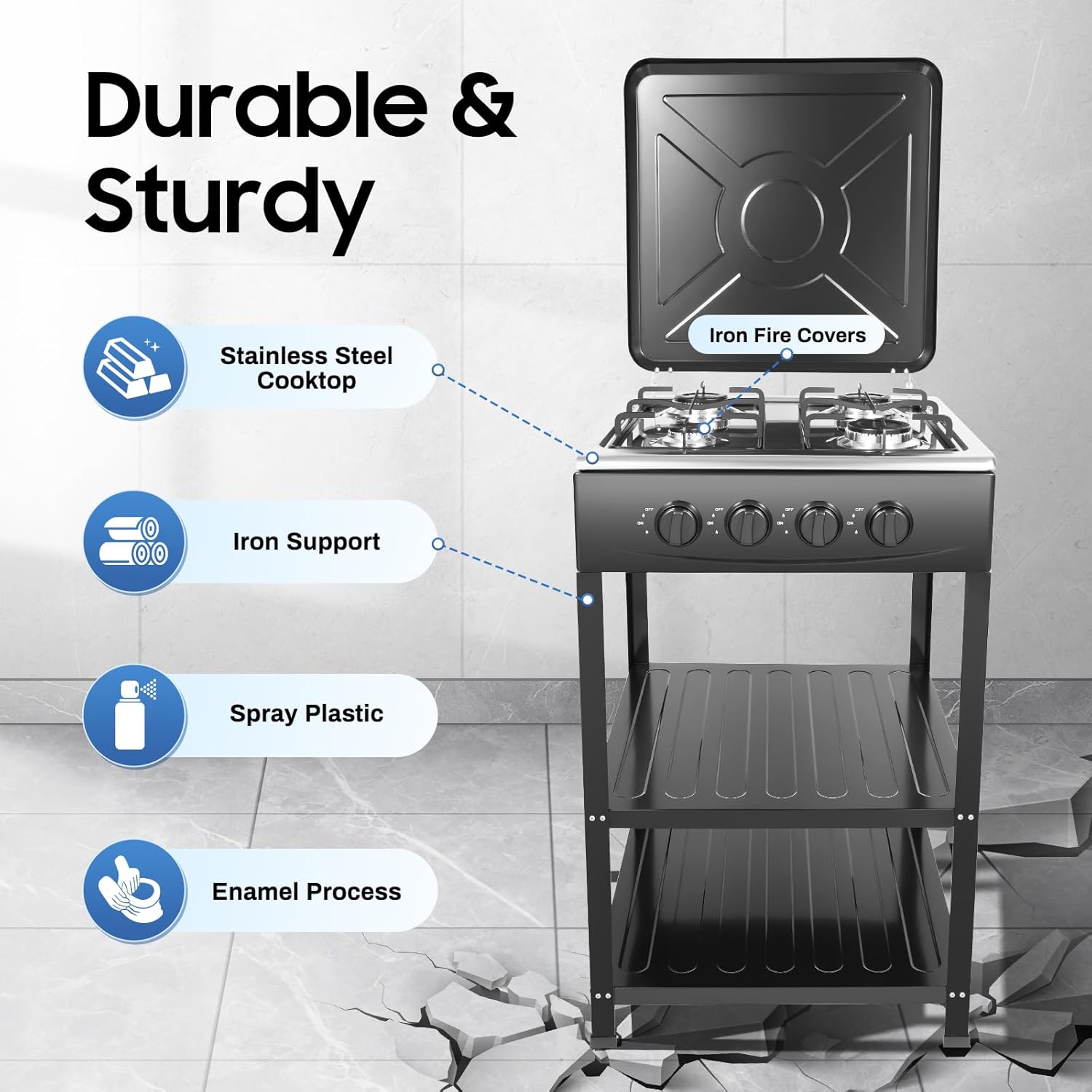 4-Burner Outdoor Gas Stove with Detachable Legs – Portable Propane Cooking Station for Camping, RVs, Backyard BBQs, Tailgating & Patio Events