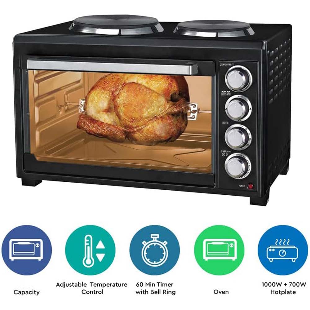 OE-1415 35L Electric Oven Toaster Grill – 6-in-1 Countertop Oven with Convection, Rotisserie, Pizza Function, Adjustable Temperature, Timer, Versatile Cooking Appliance