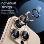 iPhone 16/17 Pro Max Camera Lens Protector 3-Pack | 9H Tempered Glass with Alloy Ring | Anti-Scratch HD Clear Cover – Desert Titanium Finish