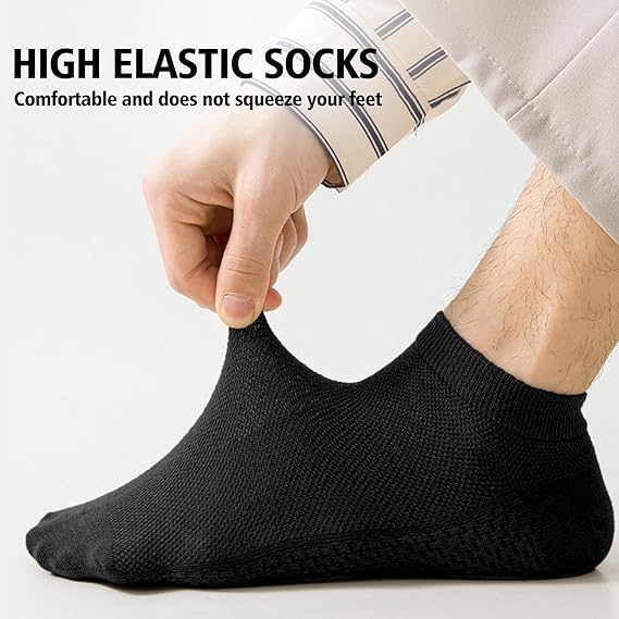10 Pairs Men’s Breathable Cotton Ankle Socks – Black, Ultra Lightweight, All-Season Comfort, Low-Cut Everyday Socks for Work, Sports, and Casual Wear