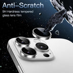 iPhone 16/17 Pro Max Camera Lens Protector 3-Pack | 9H Tempered Glass with Alloy Ring | Anti-Scratch HD Clear Cover – Silver Titanium Finish