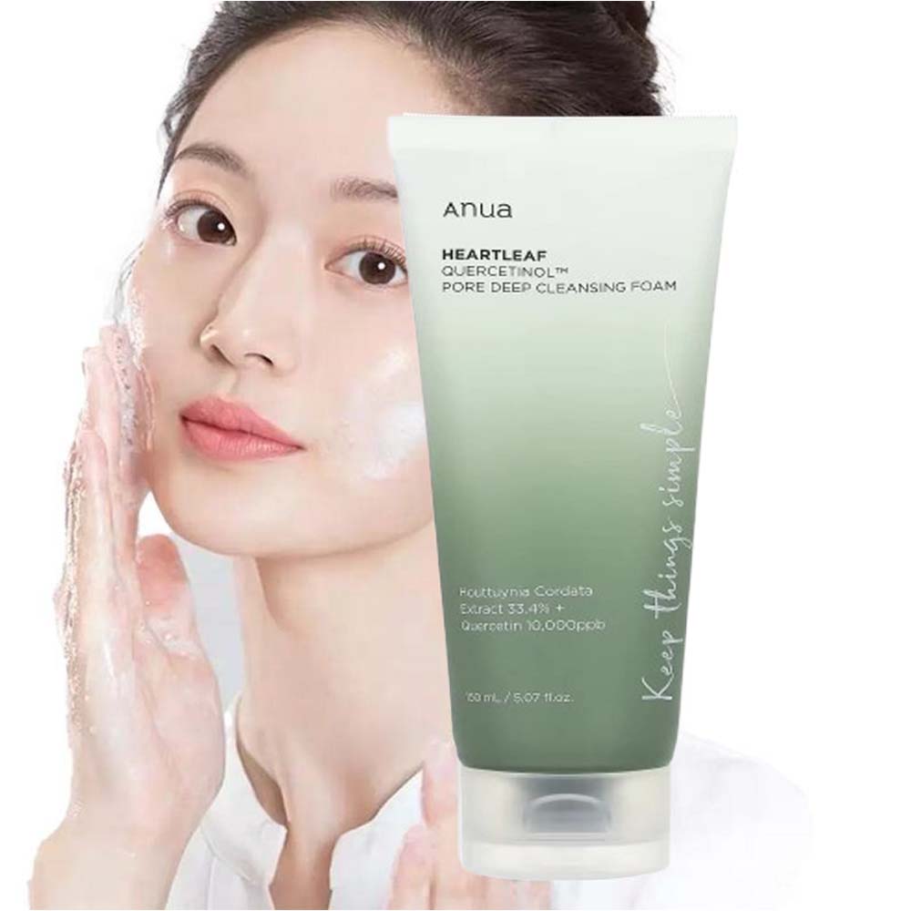 ANUA Heartleaf Quercetinol Pore Cleansing Foam - Deep Cleansing & Moisture Balance for All Skin Types, 150ml
