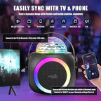 Karaoke Machine – Bluetooth Speaker, UHF Wireless Mics & Disco Ball Lights for Ultimate Party Fun