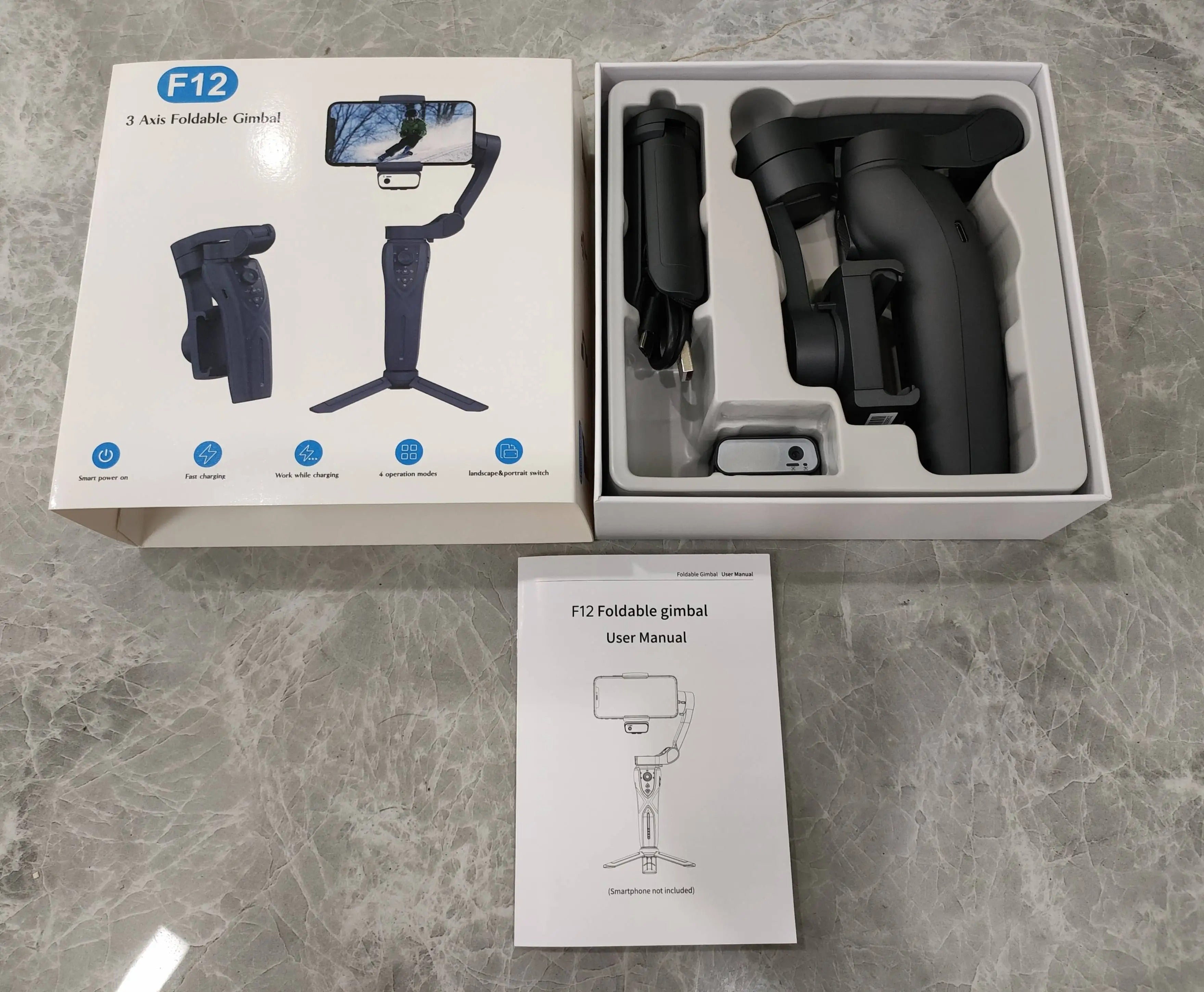 Handheld Gimbal F12 Camera Stabilizer | Tripod with Face Tracking & Horizontal Stabilizer for Selfies