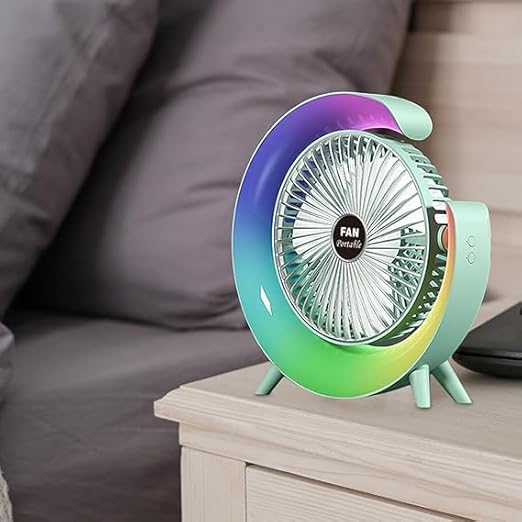 Compact USB Desk Fan – Quiet and Portable Cooling Fan with Built-In Light for Office, Bedroom, and Travel