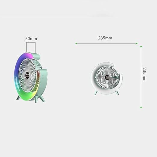 Compact USB Desk Fan – Quiet and Portable Cooling Fan with Built-In Light for Office, Bedroom, and Travel