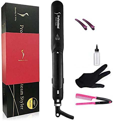 Professional Steam Ceramic Hair Straightener & Curling Iron | 3-in-1 Ionic Vapor Styler