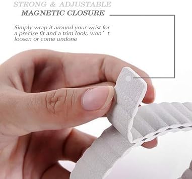 44mm/42mm Leather Strap Watch Band | Adjustable Magnetic Closure | Elegant White