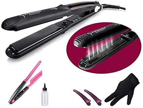 Professional Steam Ceramic Hair Straightener & Curling Iron | 3-in-1 Ionic Vapor Styler
