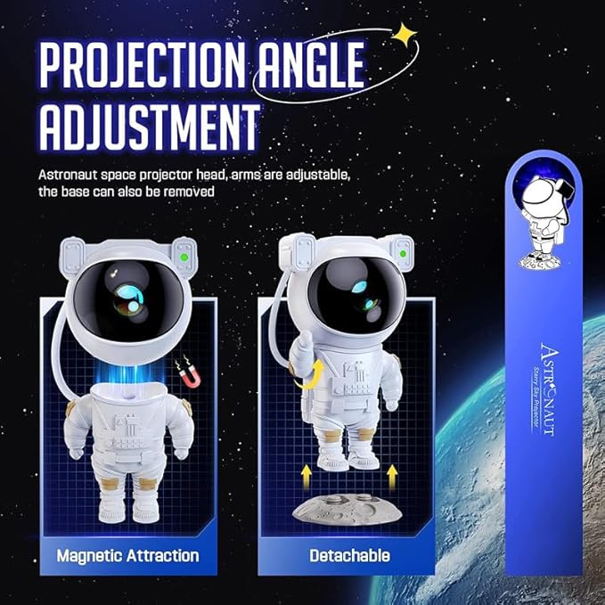 Astronaut Galaxy Star Projector Night Light | Starry Nebula Ceiling LED Lamp with Timer & Remote