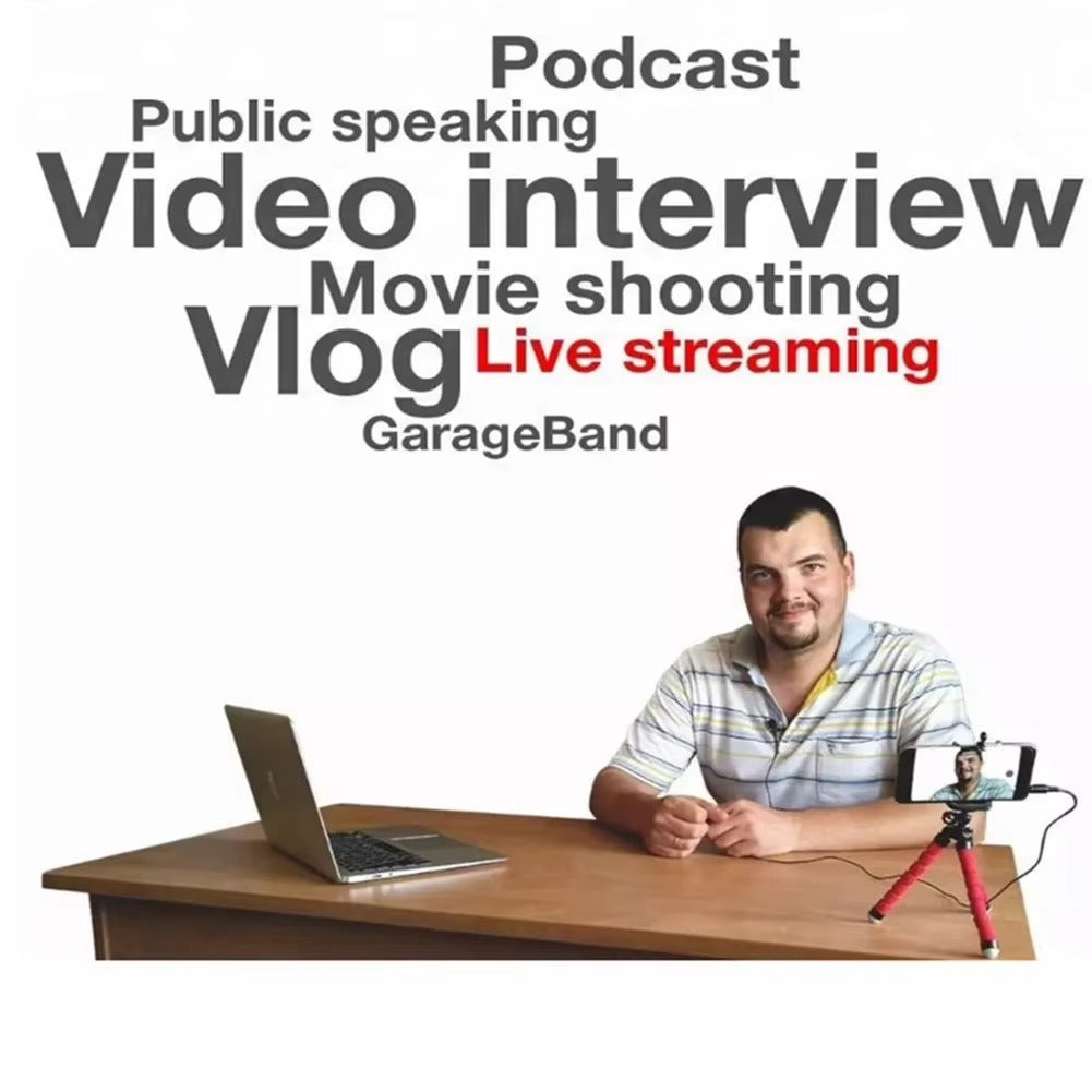 3.5mm Lavalier Microphone for Mobile Phone – Tie Clip, Audio & Video Recording, Stretch-Resistant, Environmentally Friendly, Flexible & Practical