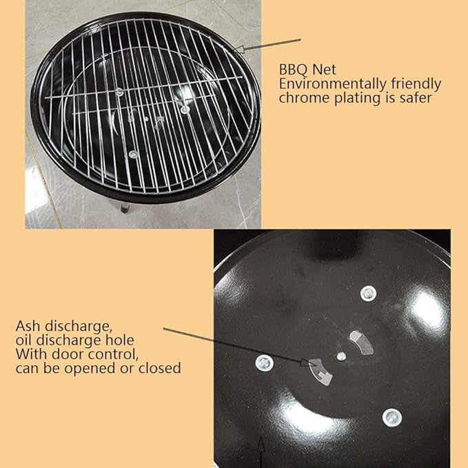 Large Charcoal Barbecue with Wheels | Stainless Steel Grill for Outdoor Family BBQ Parties | Durable & Portable Design