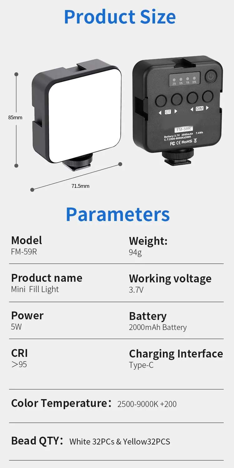 FM-59R Rechargeable Mini LED Light – Compact & Durable Lighting for Any Occasion