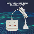 Intelligent USB Power Strip Plug with Dual PD & USB Ports | 5.1A Multi-Port Fast Charging Power Supply | US/EU Plug, 4 USB Output Ports for Safe Charging