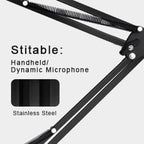 Professional Recording Microphone Stand | Adjustable Scissor Arm for Dynamic & Condenser Mics