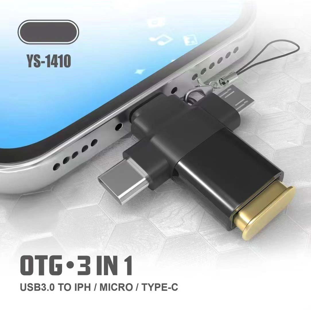 3-in-1 OTG Adapter – USB 3.0 High-Speed Hub with SD/TF Card Reader & Charging Port | Universal Connector for Smartphones, Tablets, Laptops & More