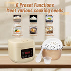 3L Smart Rice Cooker with Steamer – Multi-Functional Cooker for 3-5 People, 24H Delay Start, Includes Measuring Cup, Spoon & Steaming Tray