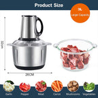 2-in-1 Stainless Steel Electric Meat Grinder & Food Processor – 6 Blades, 3.8L Capacity, Powerful Motor for Efficient Home and Restaurant Food Preparation