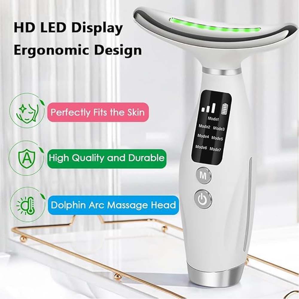 7-Colour LED Light Therapy Facial Massager | Skin Rejuvenation, Anti-Aging, Wrinkle Removal, Tightening & Slimming Beauty Wand for Face, Neck, Eyes with 7 Adjustable Modes