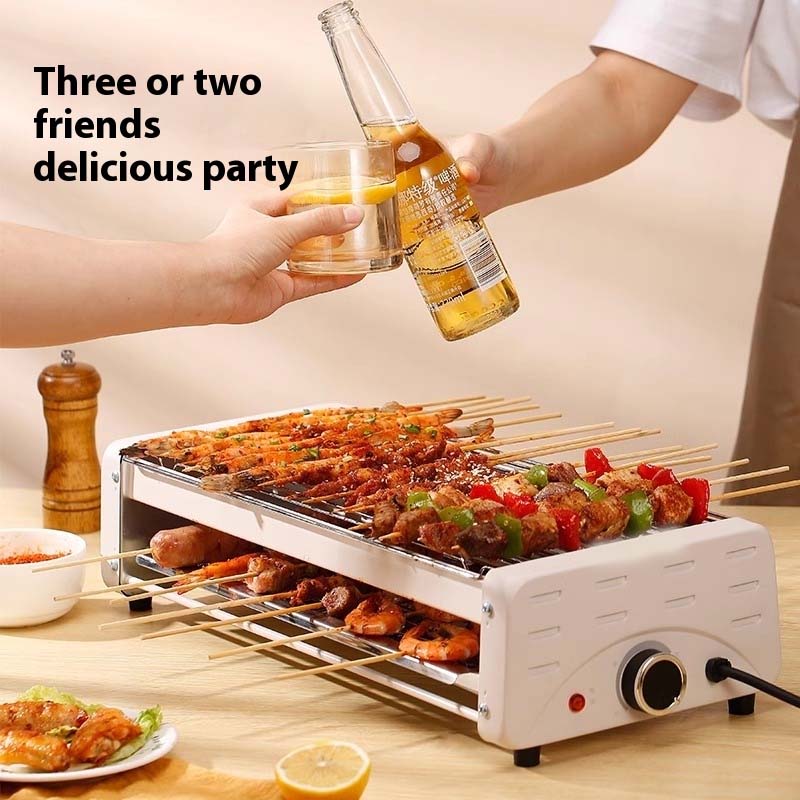 Electric Smokeless Grill – Nonstick Indoor Griddle Pan for Frying, Baking, Stewing with Adjustable Temperature, Easy to Clean, White Finish for Healthy Cooking