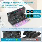 Switch 2 Charging Dock Station | Controller Charger with 7 RGB Lighting Modes, 9 Game Card Slots & Built-in Cooling Fan – Multi-Functional Gaming Stand