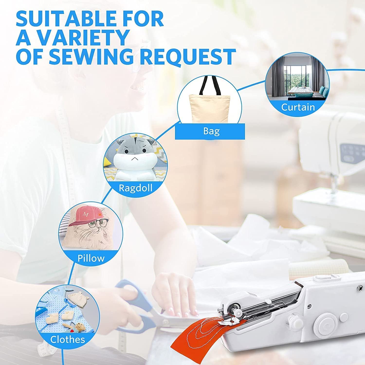 Mini Portable Handheld Sewing Machine | Cordless Electric Quick Stitch Tool for Clothes, Fabric & Travel Repairs | Lightweight, Easy-to-Use Sewing Device for Beginners