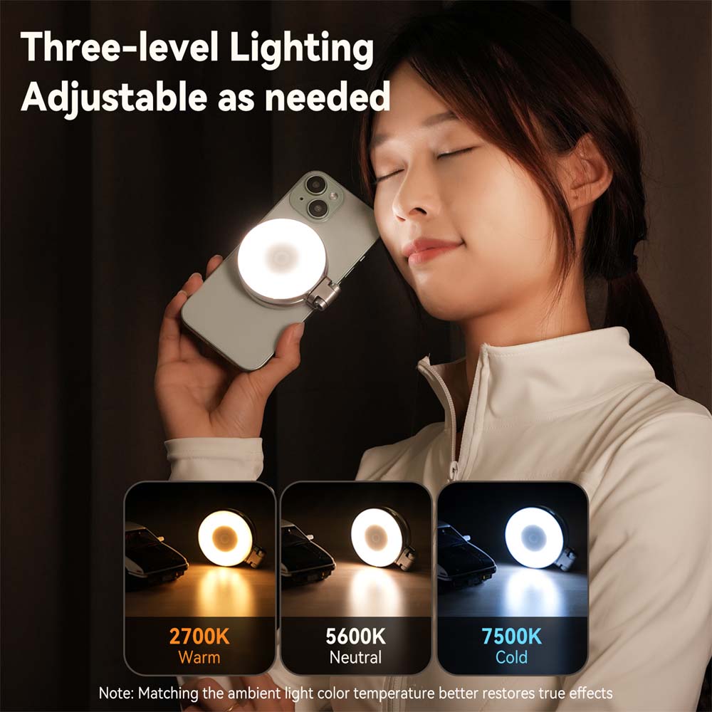 C03 Magnetic Selfie Light | CRI97 LED Ring Light with 360° Rotation & Built-In Mirror | Perfect for Selfies, TikTok, Videos, Makeup & Zoom Calls